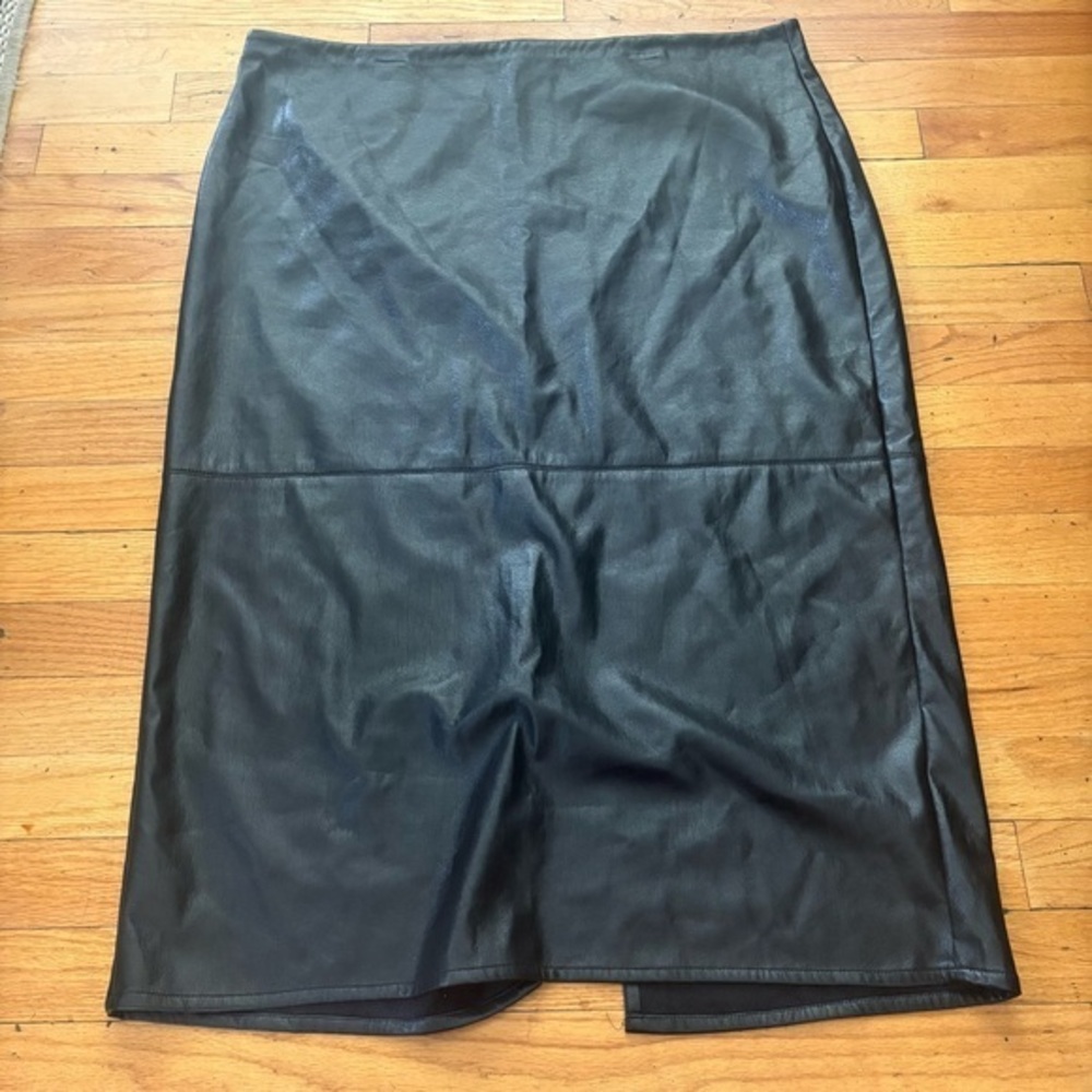Good American Black Faux Leather Skirt Size 16